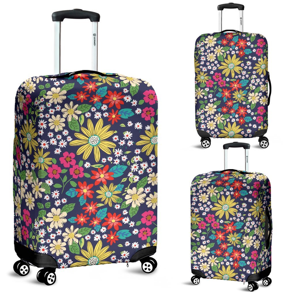 Cute Colorful Daisy Pattern Print Luggage Cover Protector-grizzshop