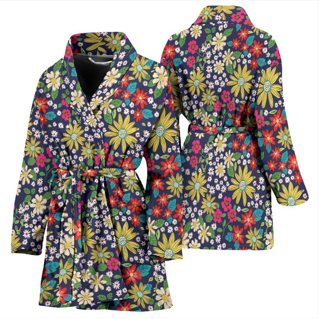Cute Colorful Daisy Pattern Print Women Long Robe-grizzshop
