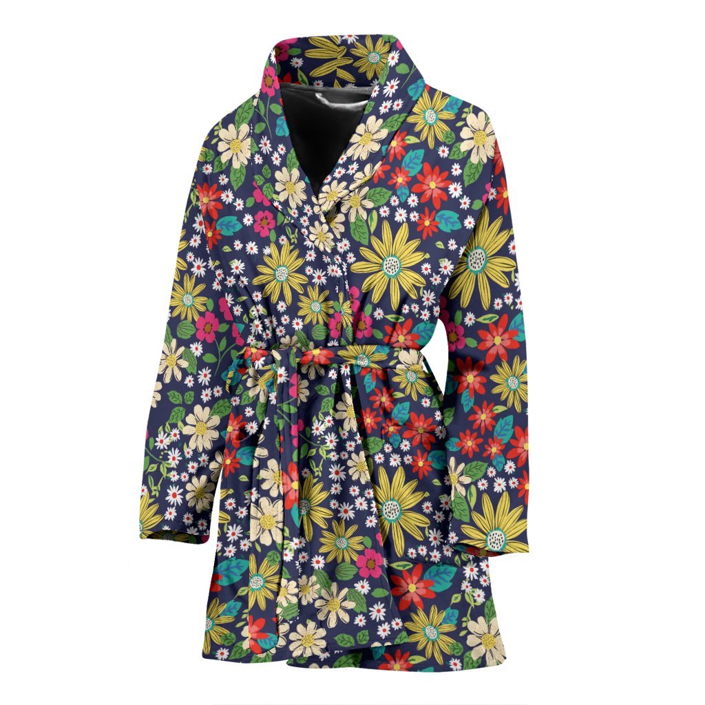 Cute Colorful Daisy Pattern Print Women Long Robe-grizzshop