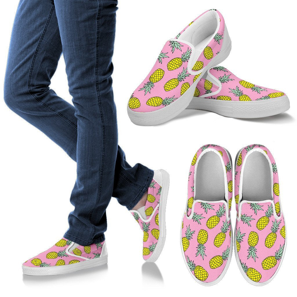 Cutting Pineapple Pink Women's Slip on-grizzshop