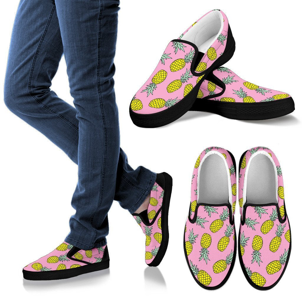 Cutting Pineapple Pink Women's Slip on-grizzshop