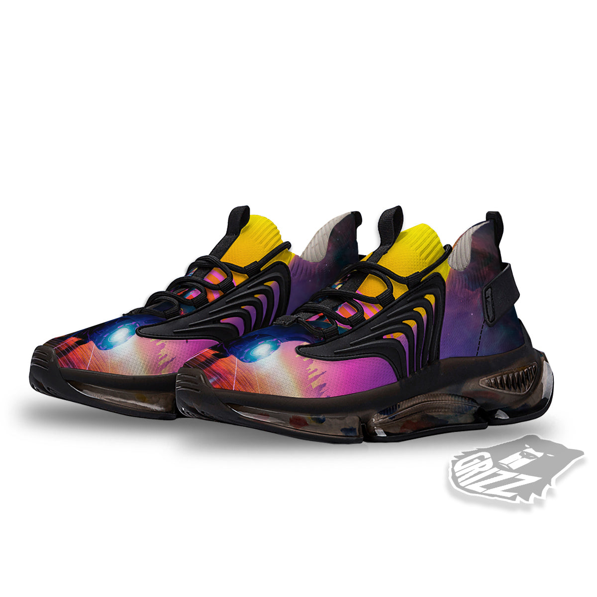 Cyberpunk Biker Print Black Gym Shoes-grizzshop