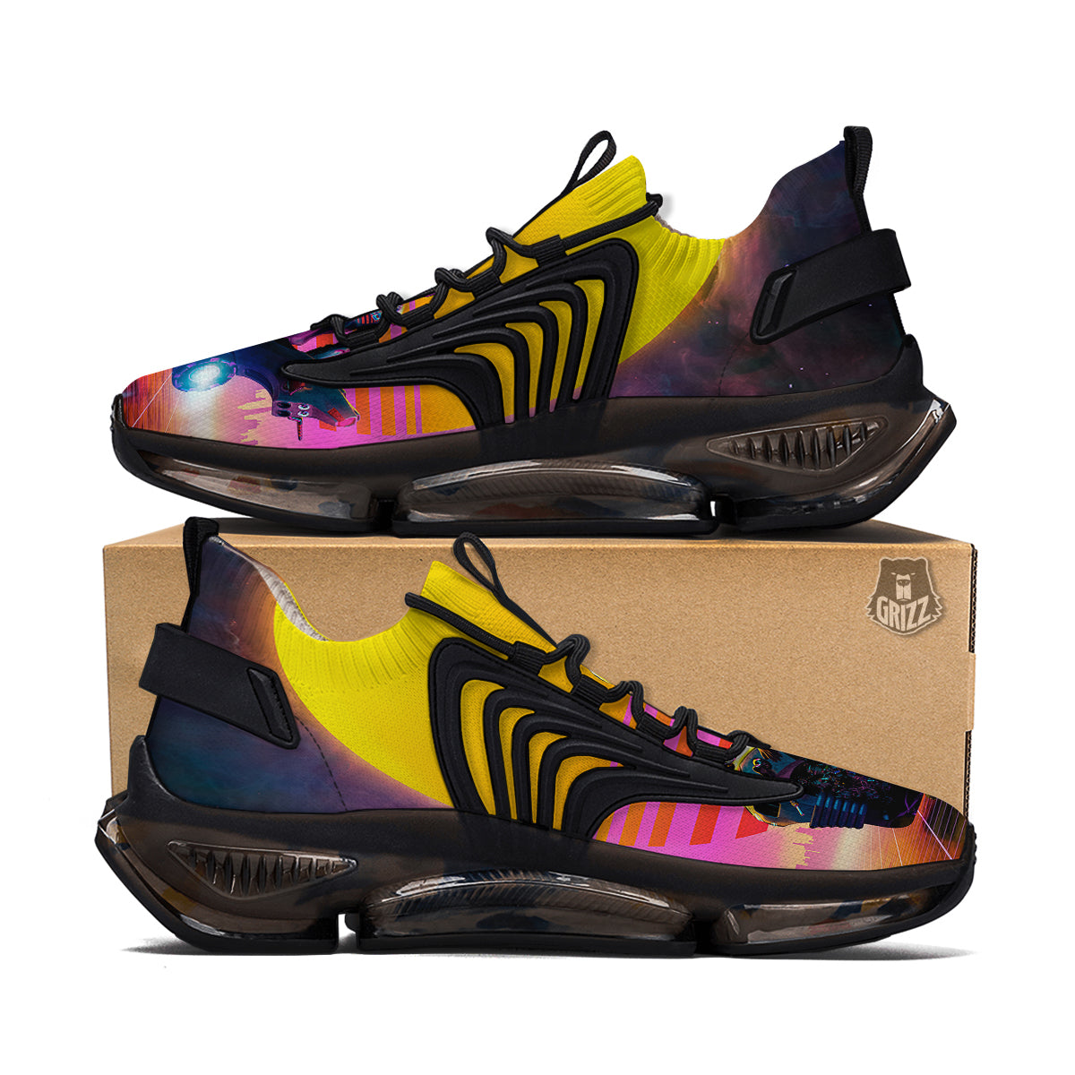 Cyberpunk Biker Print Black Gym Shoes-grizzshop