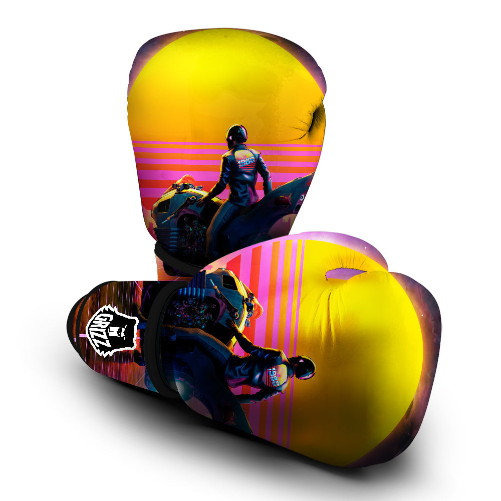 Cyberpunk Biker Print Boxing Gloves-grizzshop