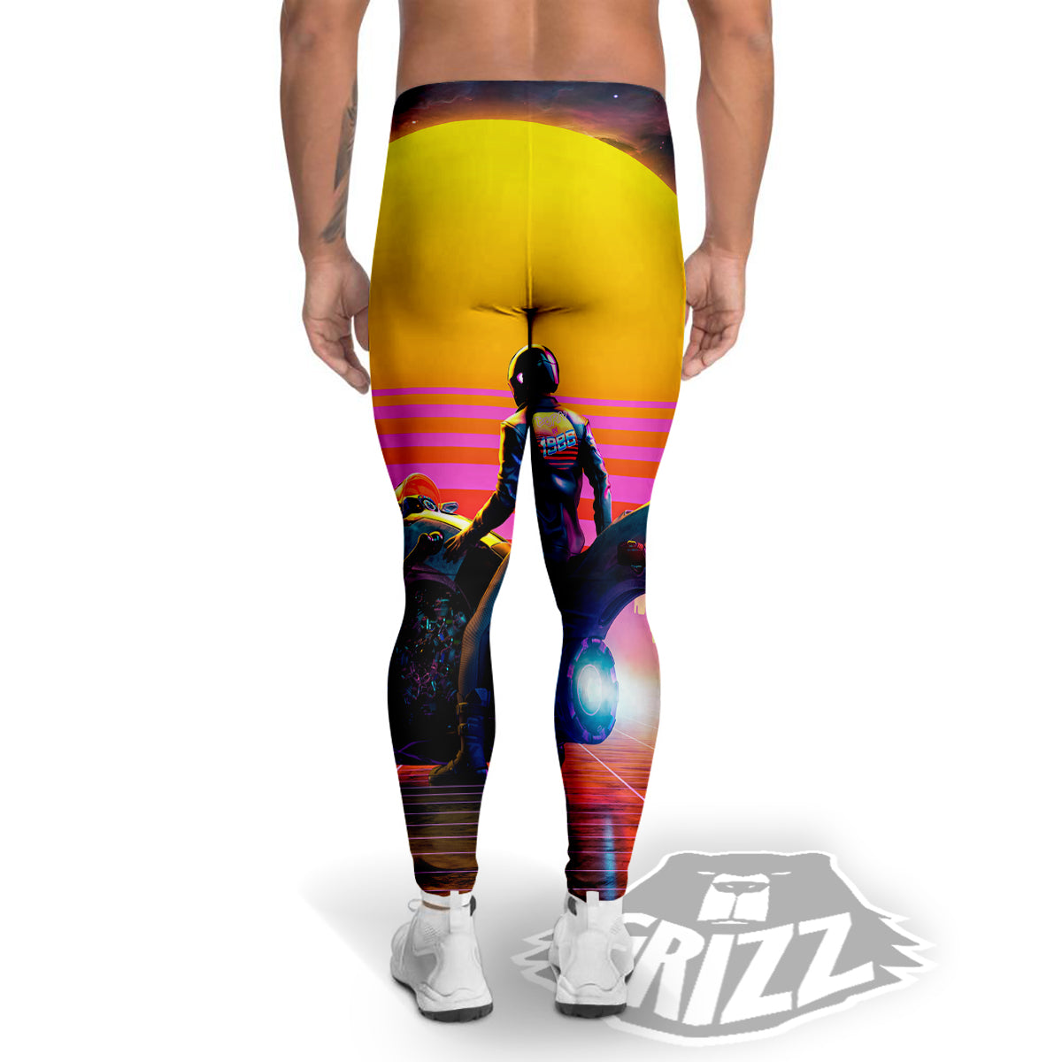 Cyberpunk Biker Print Men's Leggings-grizzshop