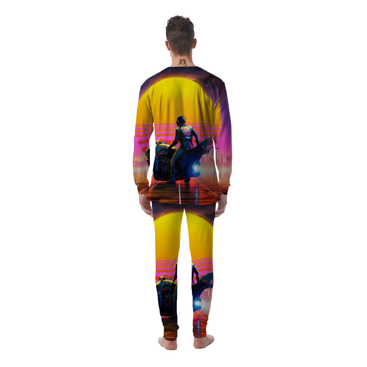 Cyberpunk Biker Print Men's Pajamas-grizzshop