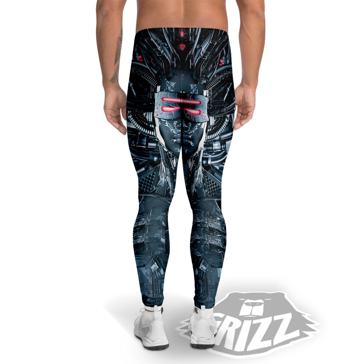 Cyborg Cyberpunk Print Men's Leggings-grizzshop