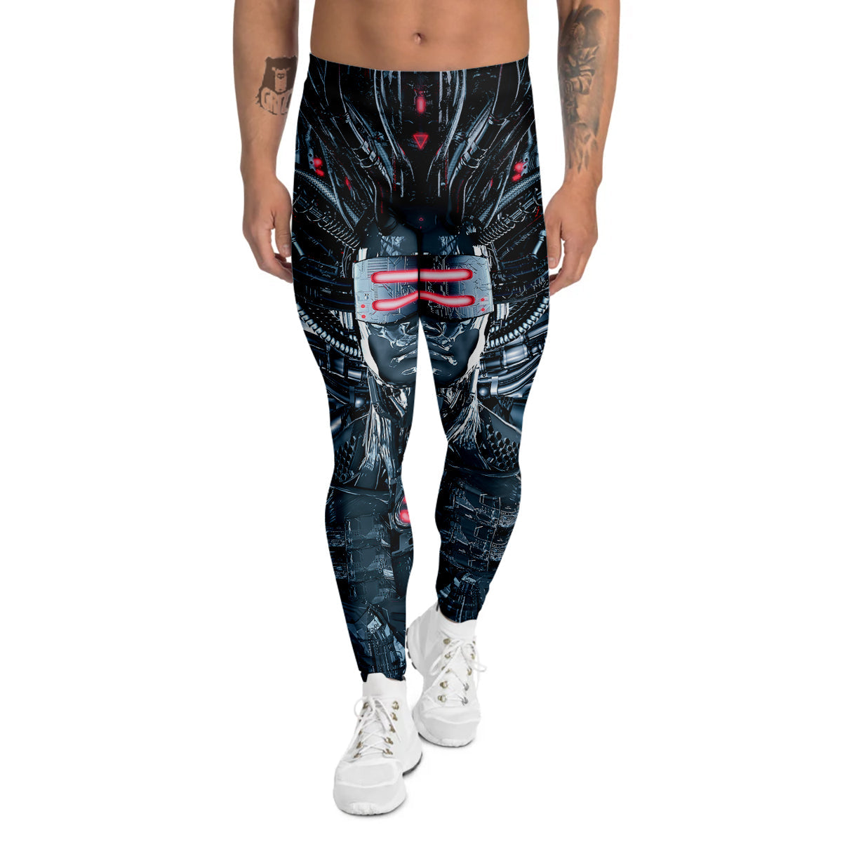 Cyborg Cyberpunk Print Men's Leggings-grizzshop