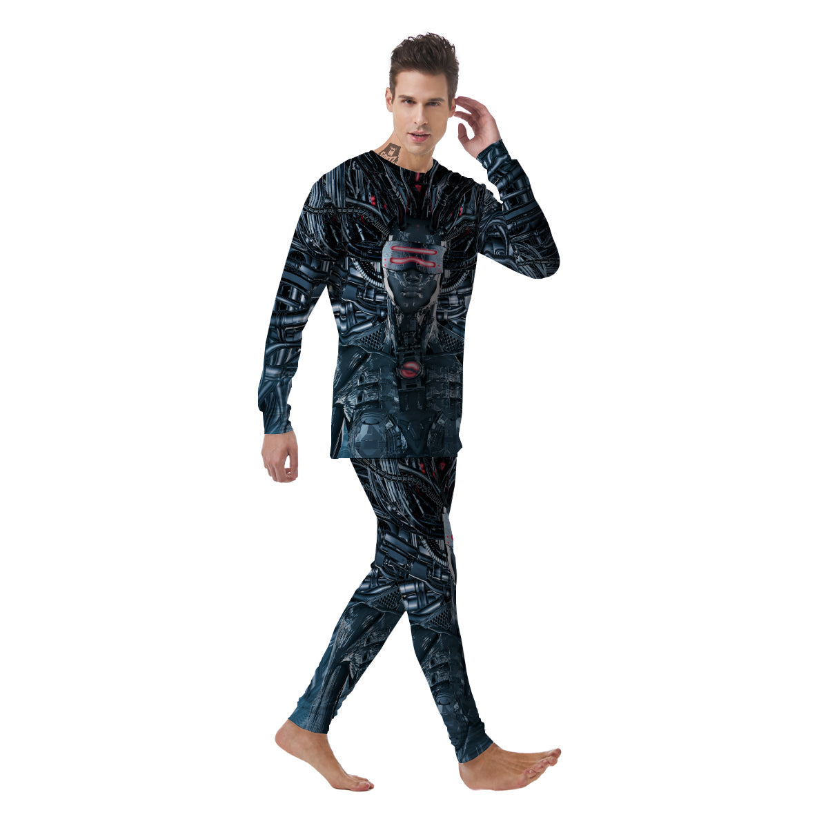 Cyborg Cyberpunk Print Men's Pajamas-grizzshop