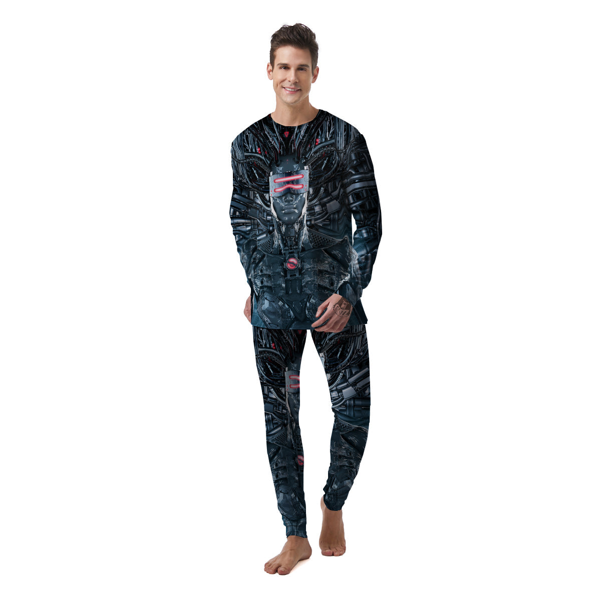 Cyborg Cyberpunk Print Men's Pajamas-grizzshop