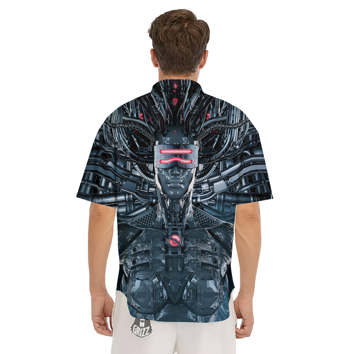 Cyborg Cyberpunk Print Men's Short Sleeve Shirts-grizzshop