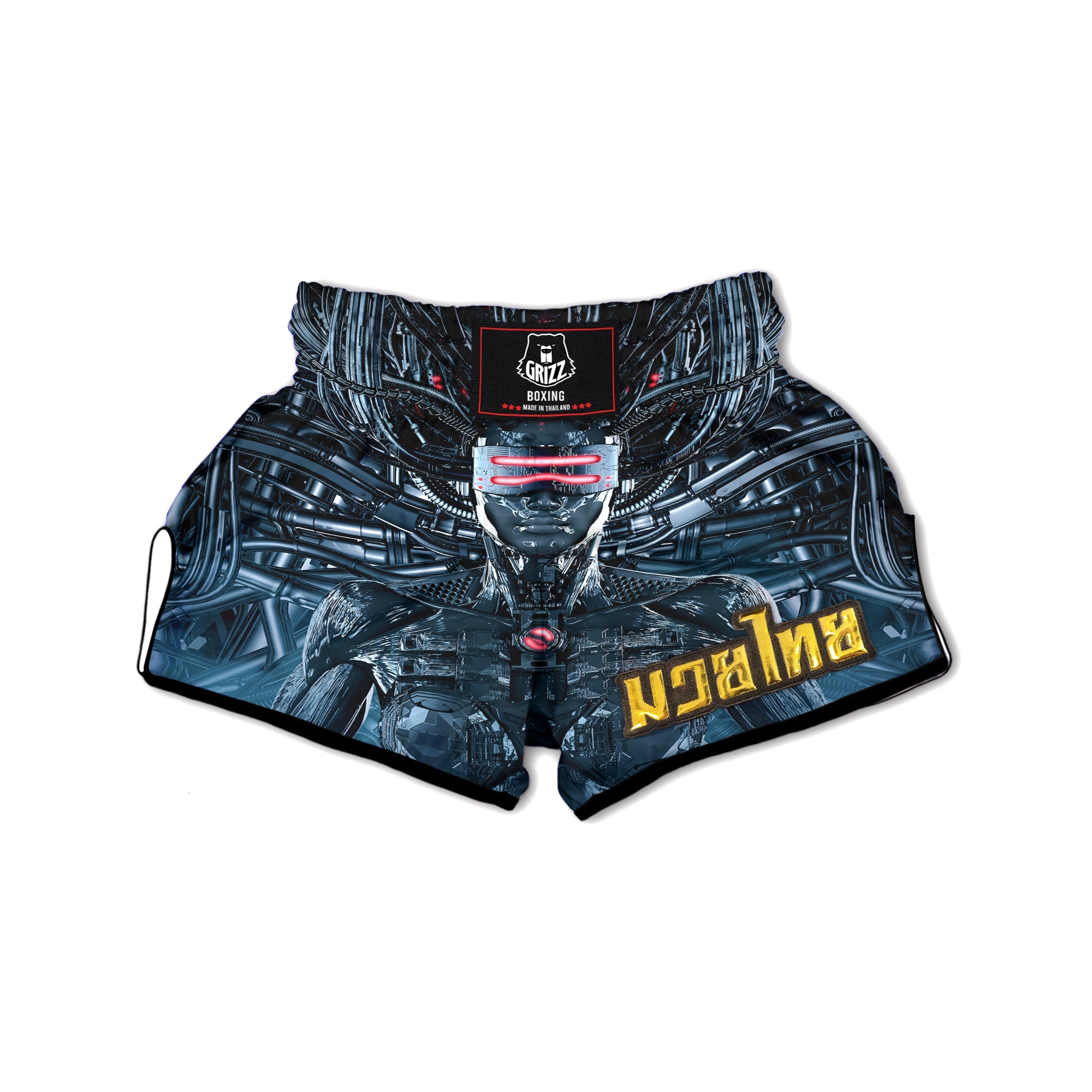 Cyborg Cyberpunk Print Muay Thai Boxing Shorts-grizzshop