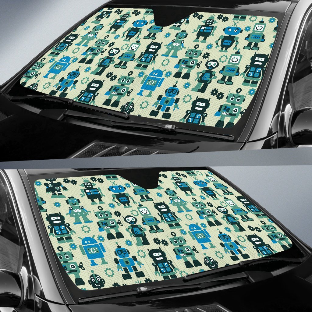 Cyborg Robot Pattern Print Car Sun Shade-grizzshop