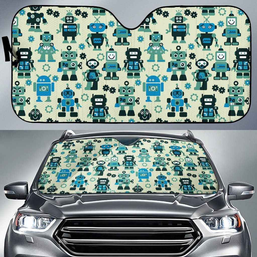 Cyborg Robot Pattern Print Car Sun Shade-grizzshop