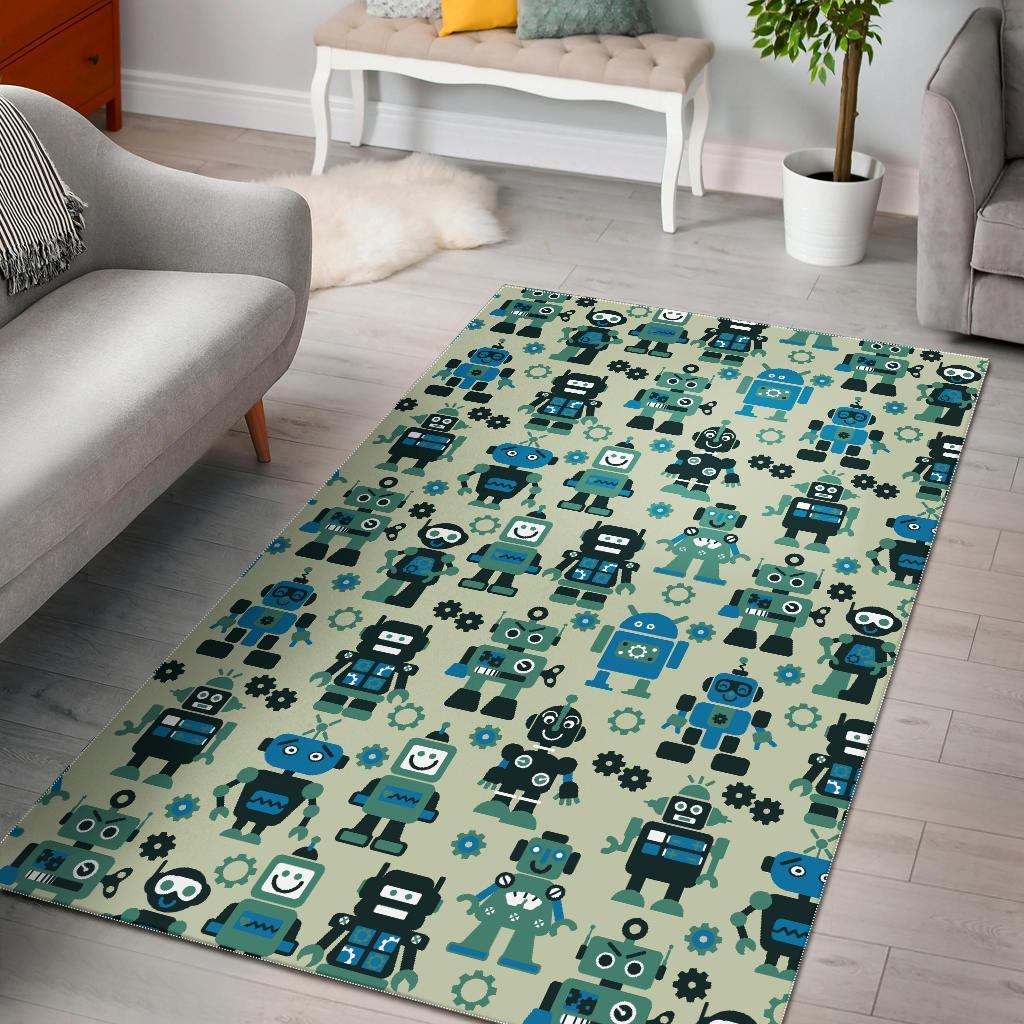 Cyborg Robot Pattern Print Floor Mat-grizzshop