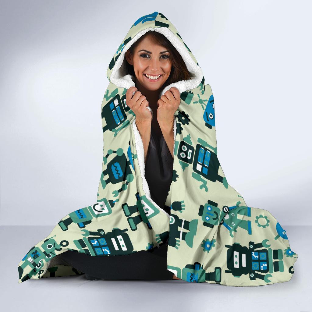 Cyborg Robot Pattern Print Hooded Blanket-grizzshop