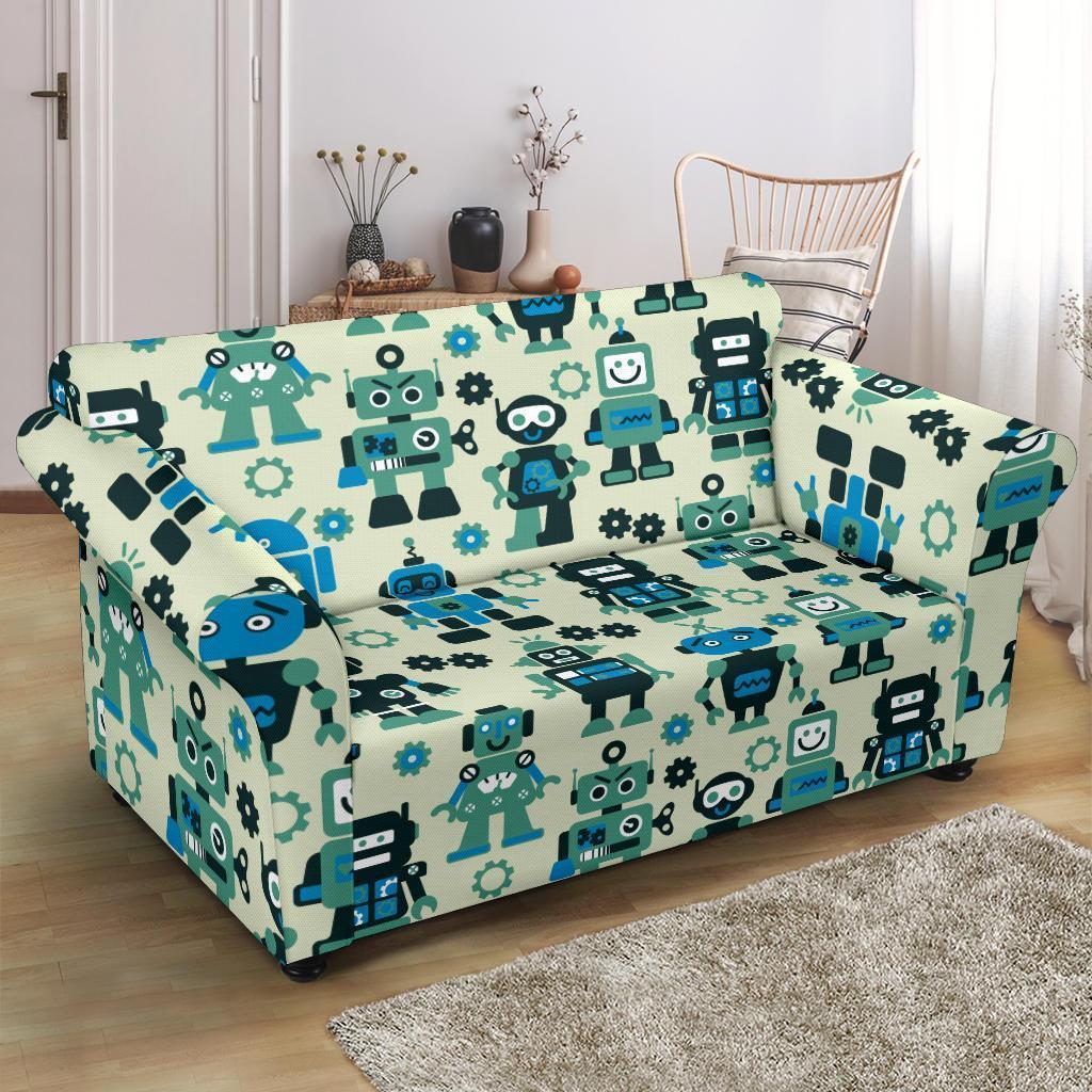 Cyborg Robot Pattern Print Loveseat Cover-grizzshop