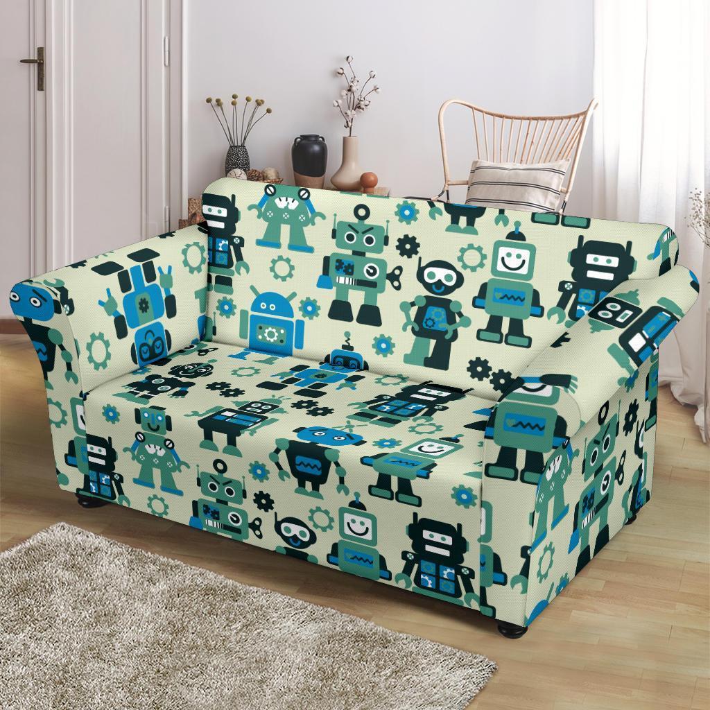 Cyborg Robot Pattern Print Loveseat Cover-grizzshop