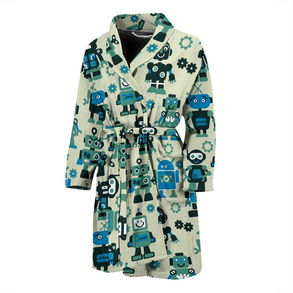 Cyborg Robot Pattern Print Men Long Robe-grizzshop