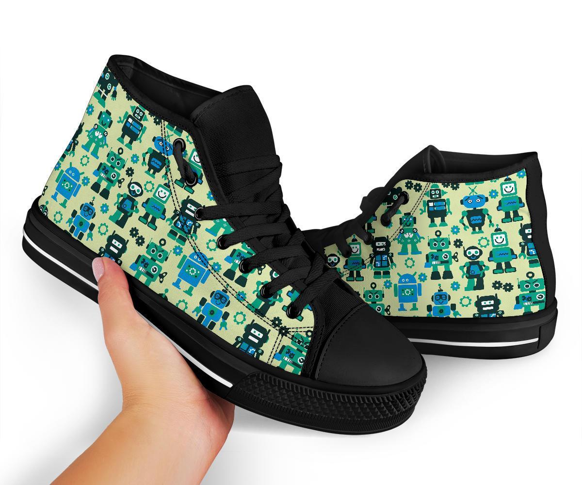 Cyborg Robot Pattern Print Men Women's High Top Shoes-grizzshop