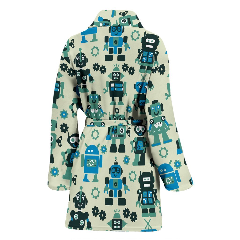 Cyborg Robot Pattern Print Women Long Robe-grizzshop