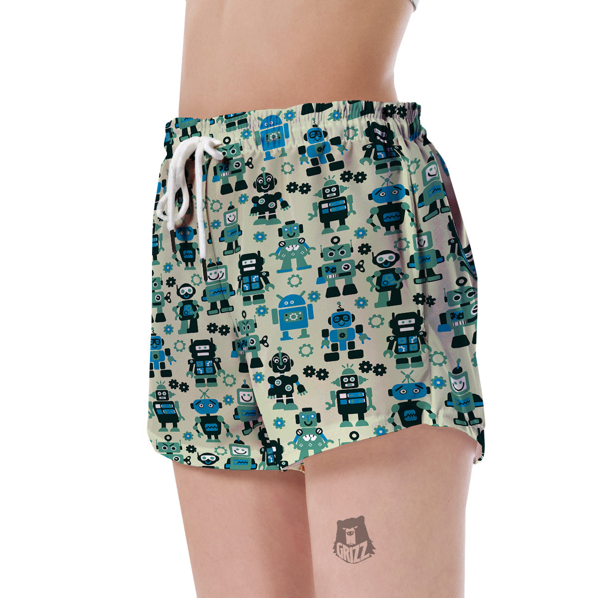 Cyborg Robot Pattern Print Women's Shorts-grizzshop