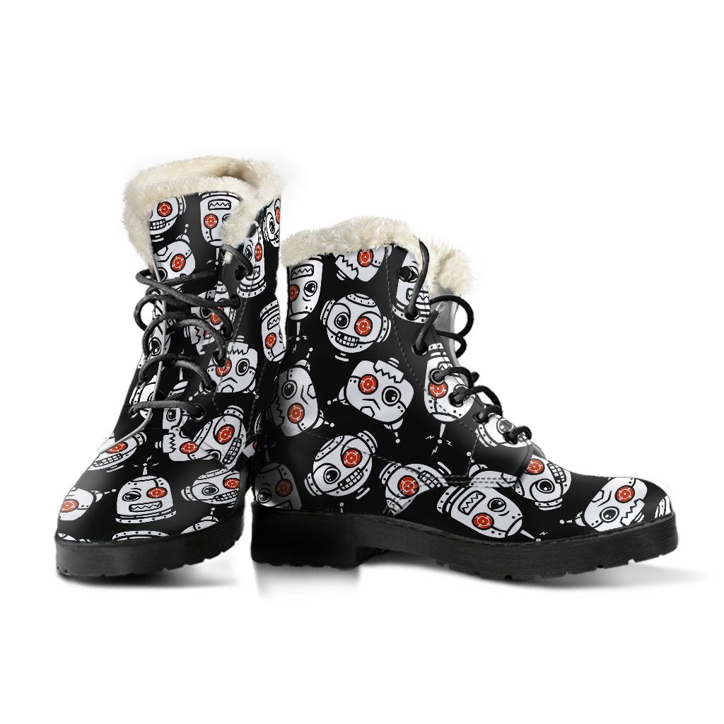Cyborg Robot Print Pattern Comfy Winter Boots-grizzshop