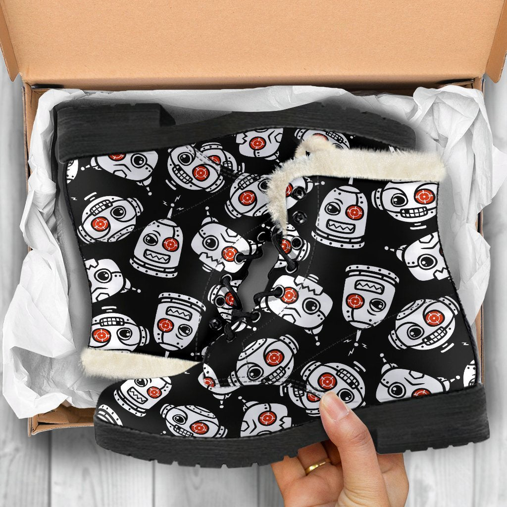 Cyborg Robot Print Pattern Comfy Winter Boots-grizzshop