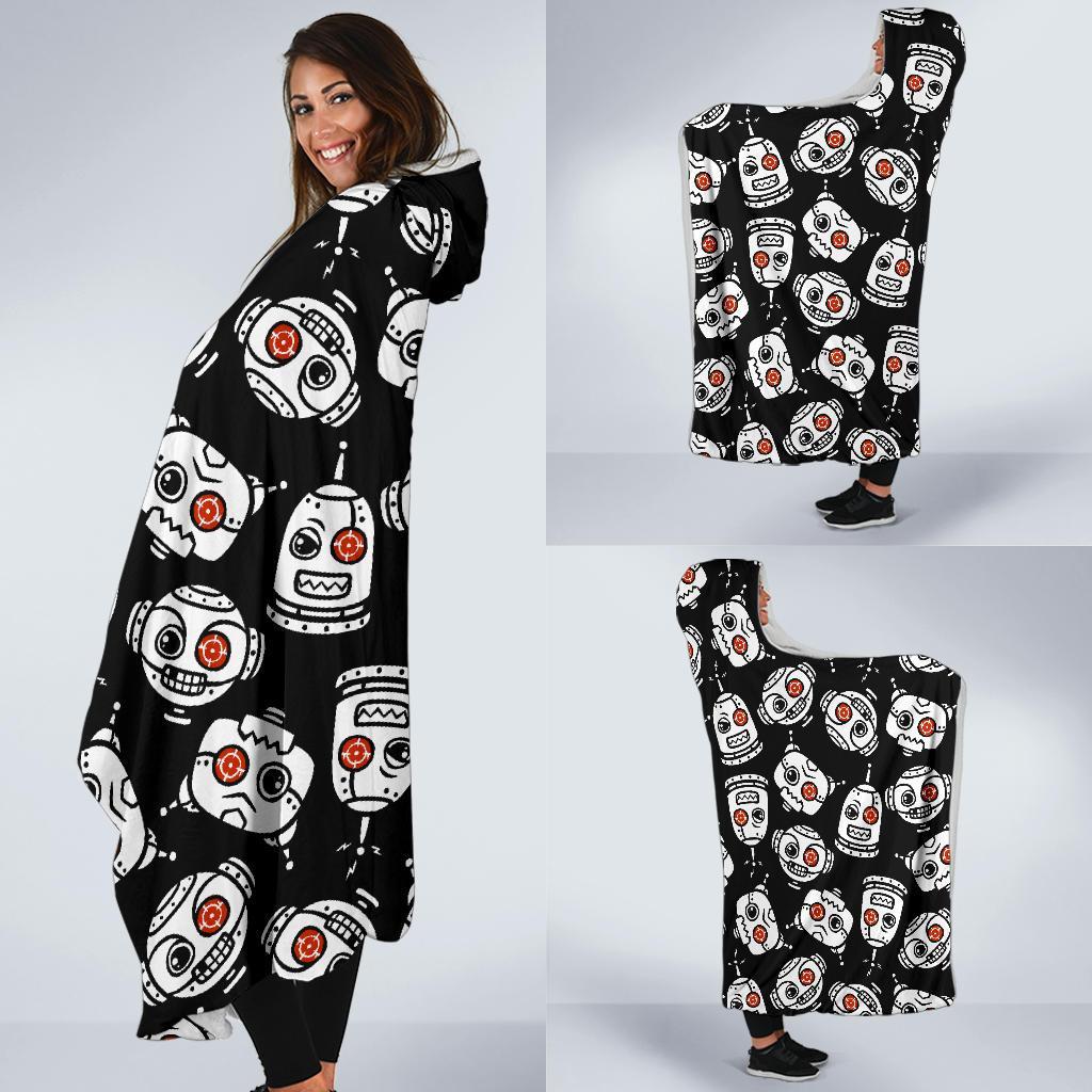 Cyborg Robot Print Pattern Hooded Blanket-grizzshop
