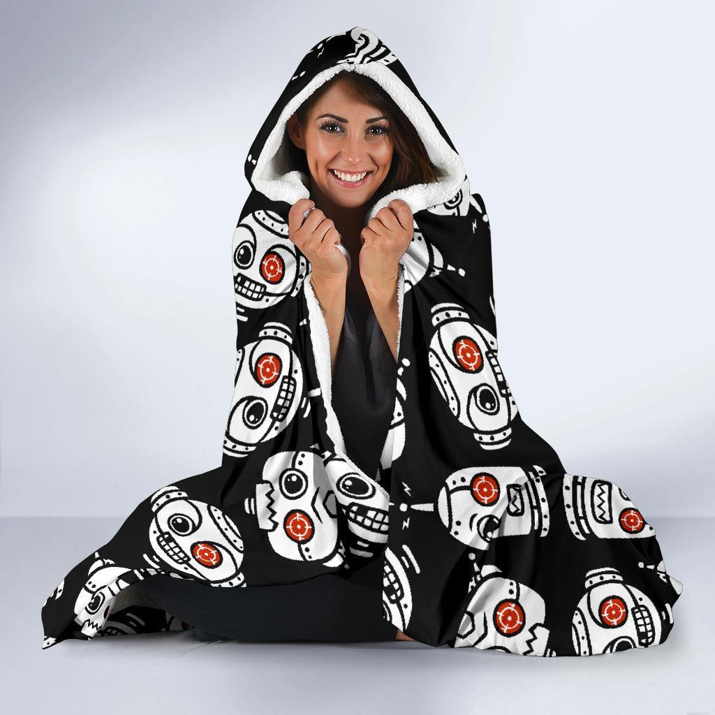 Cyborg Robot Print Pattern Hooded Blanket-grizzshop