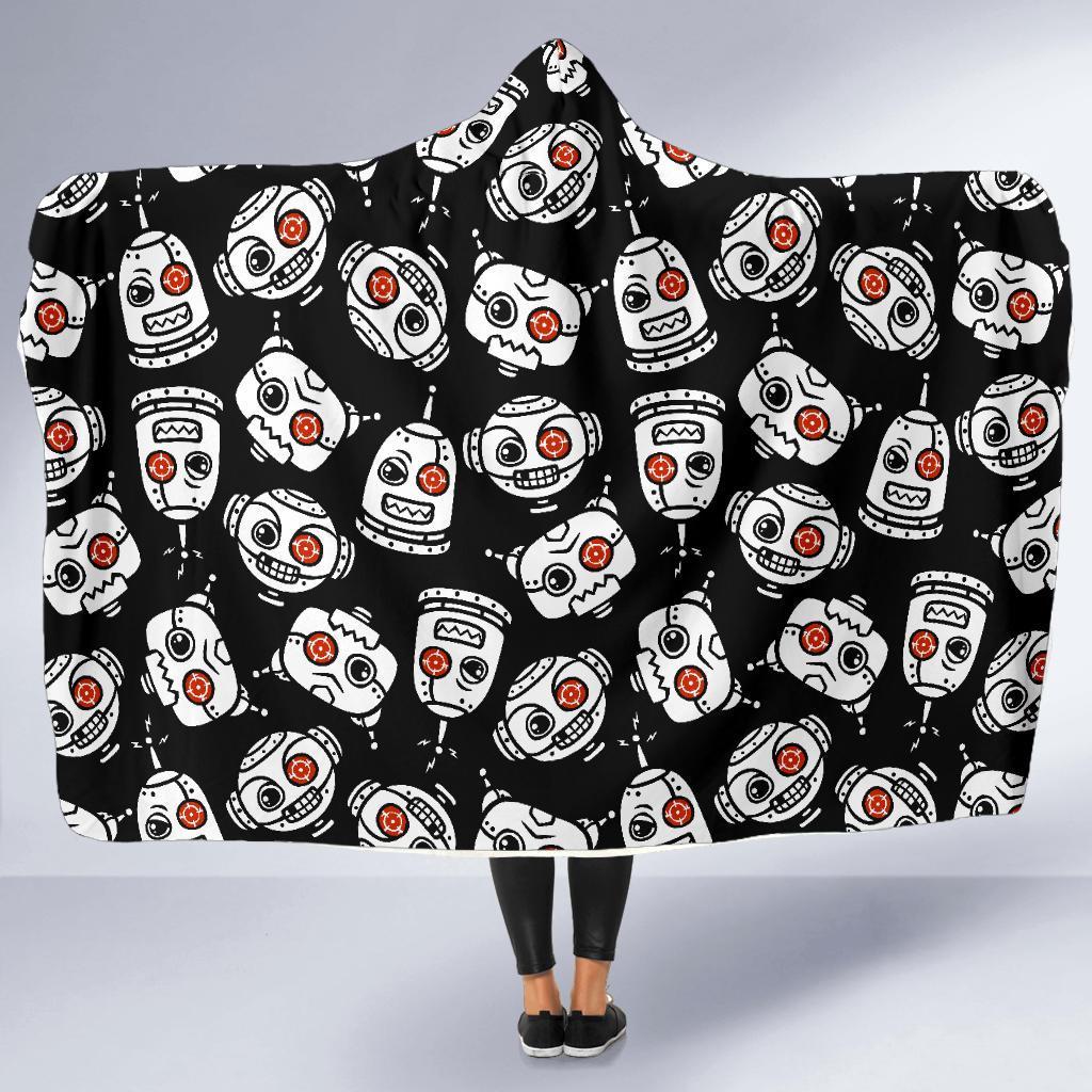 Cyborg Robot Print Pattern Hooded Blanket-grizzshop