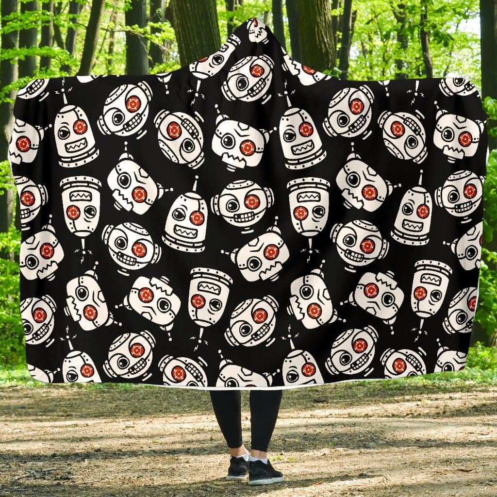 Cyborg Robot Print Pattern Hooded Blanket-grizzshop