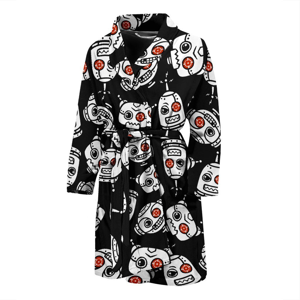 Cyborg Robot Print Pattern Men Long Robe-grizzshop