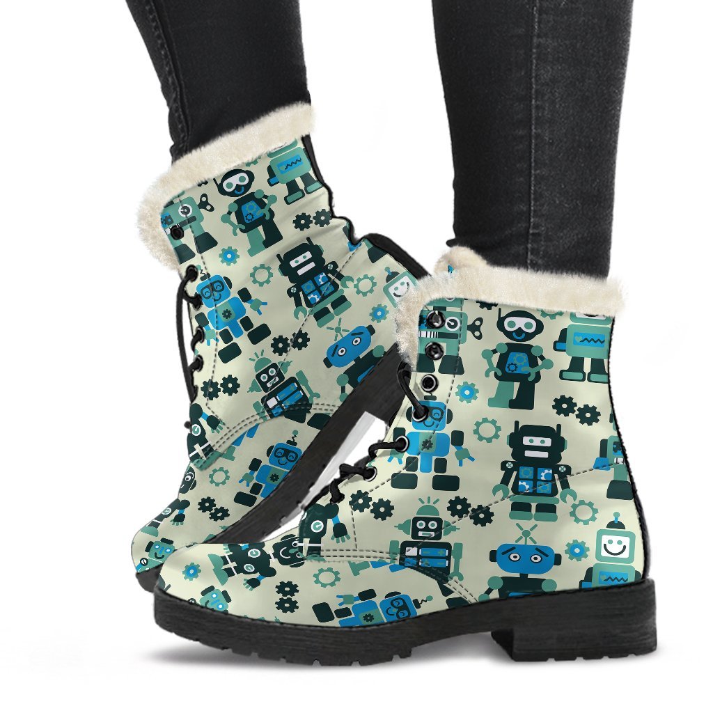 Cyborg Robot Pattern Print Comfy Winter Boots-grizzshop
