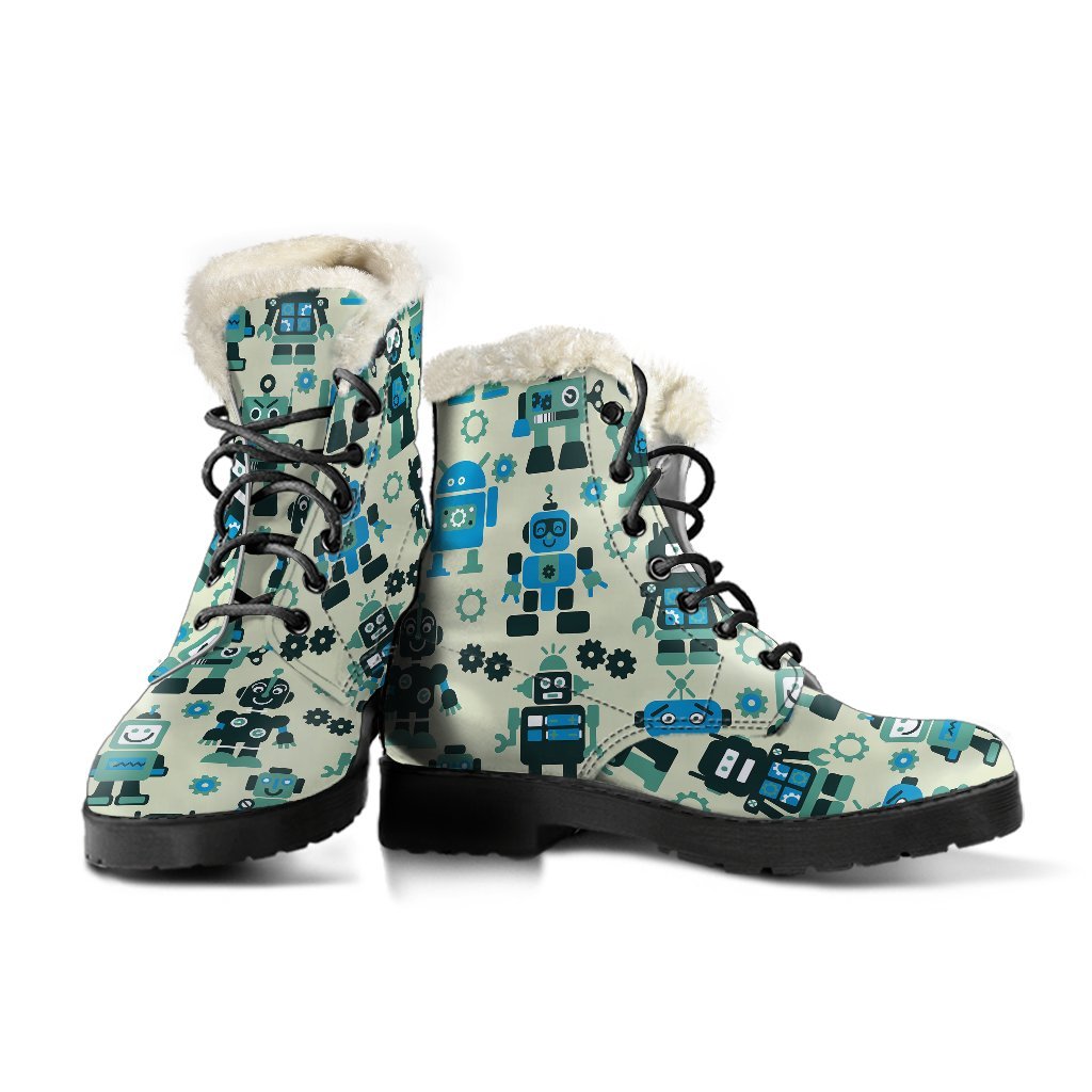 Cyborg Robot Pattern Print Comfy Winter Boots-grizzshop
