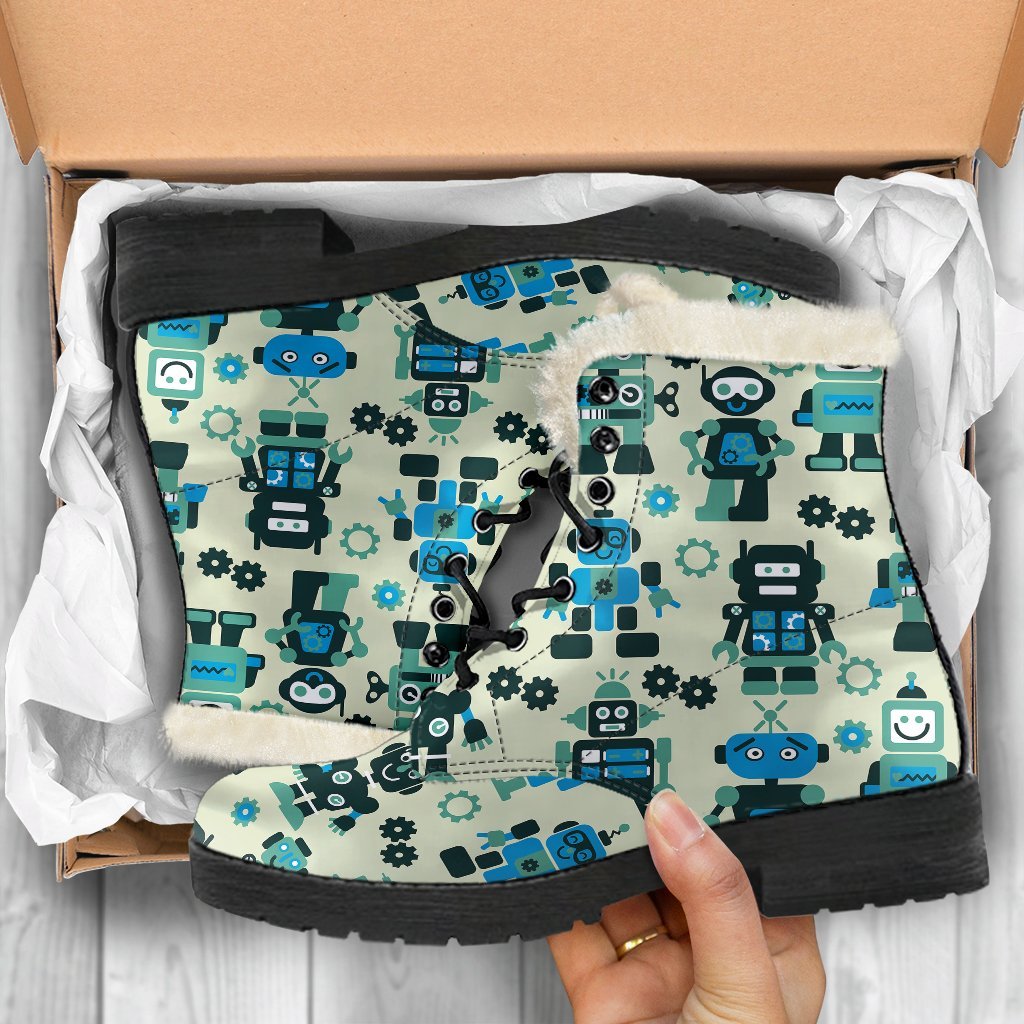 Cyborg Robot Pattern Print Comfy Winter Boots-grizzshop