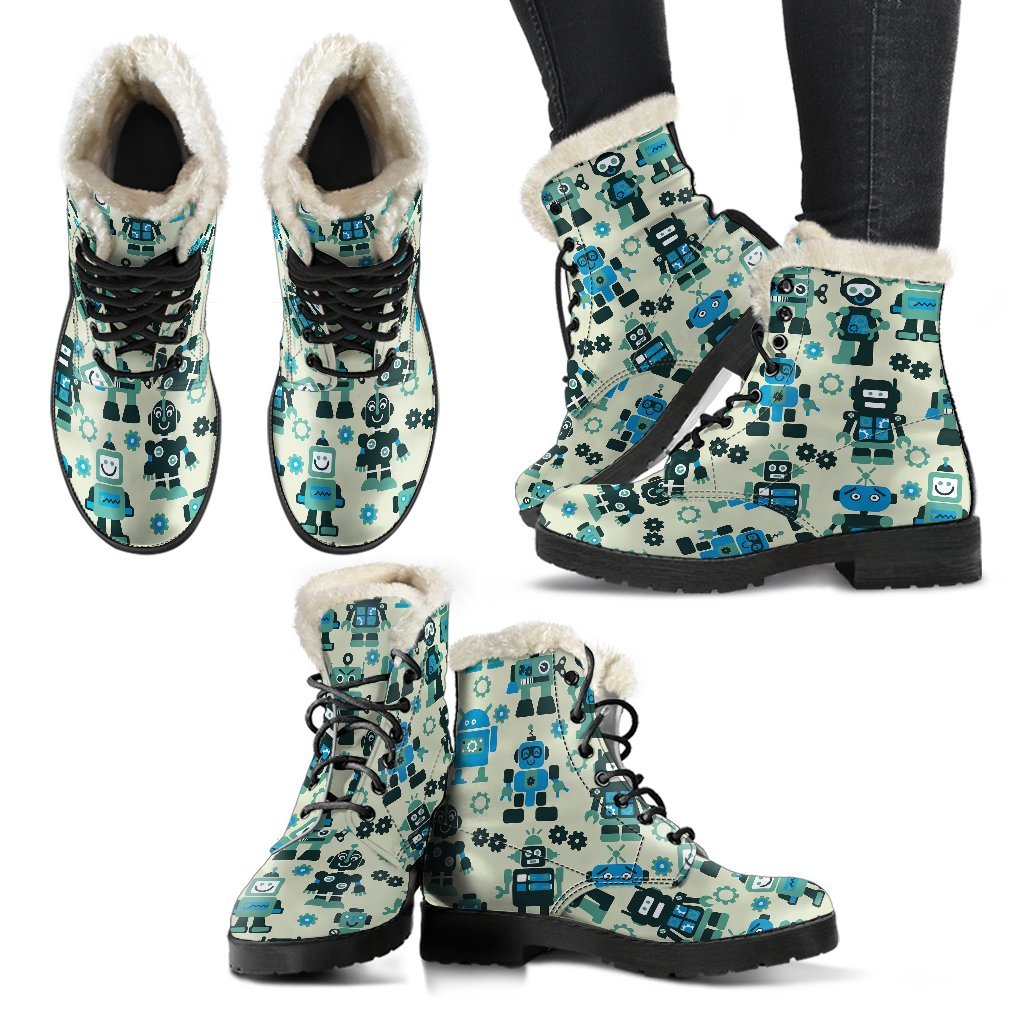 Cyborg Robot Pattern Print Comfy Winter Boots-grizzshop
