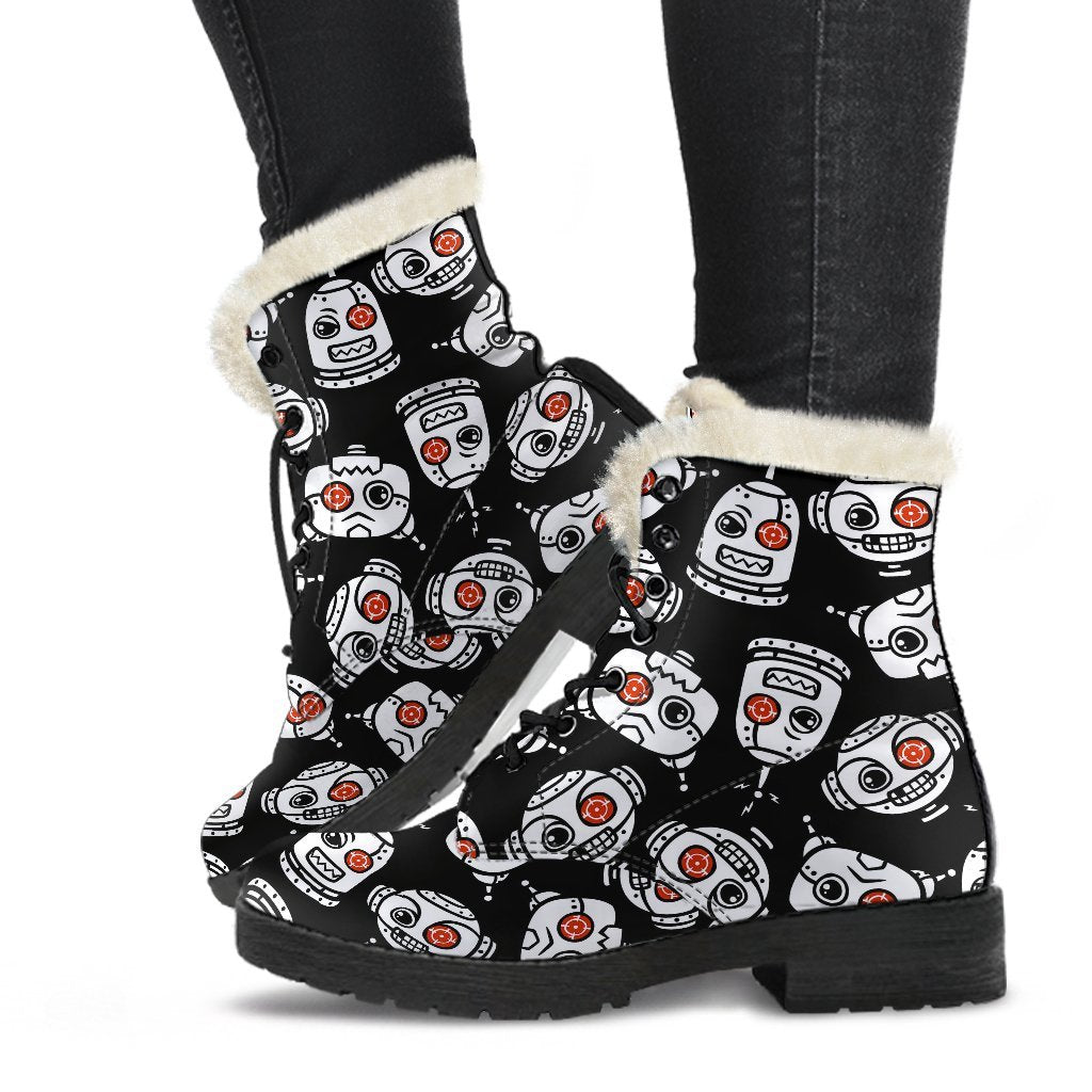 Cyborg Robot Print Pattern Comfy Winter Boots-grizzshop