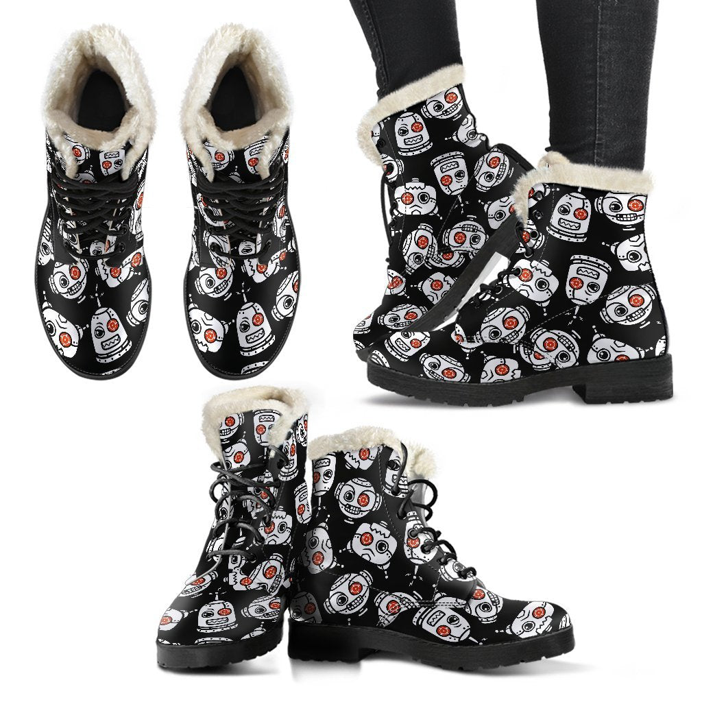 Cyborg Robot Print Pattern Comfy Winter Boots-grizzshop