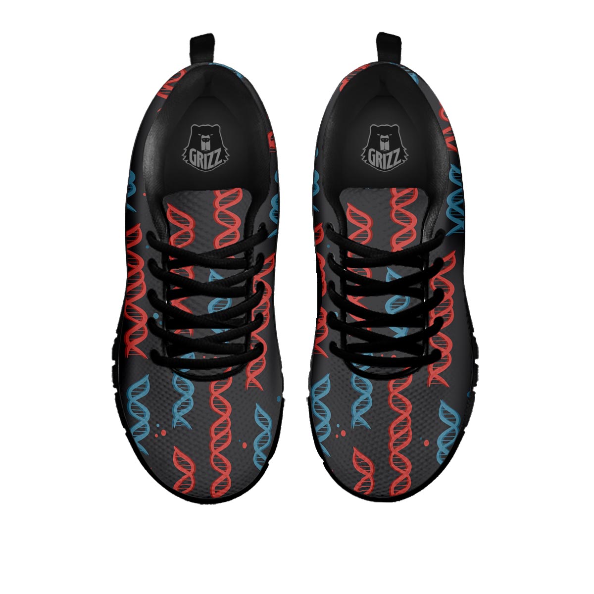 DNA Blue And Red Print Pattern Black Sneaker-grizzshop