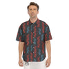 DNA Blue And Red Print Pattern Men's Short Sleeve Shirts-grizzshop