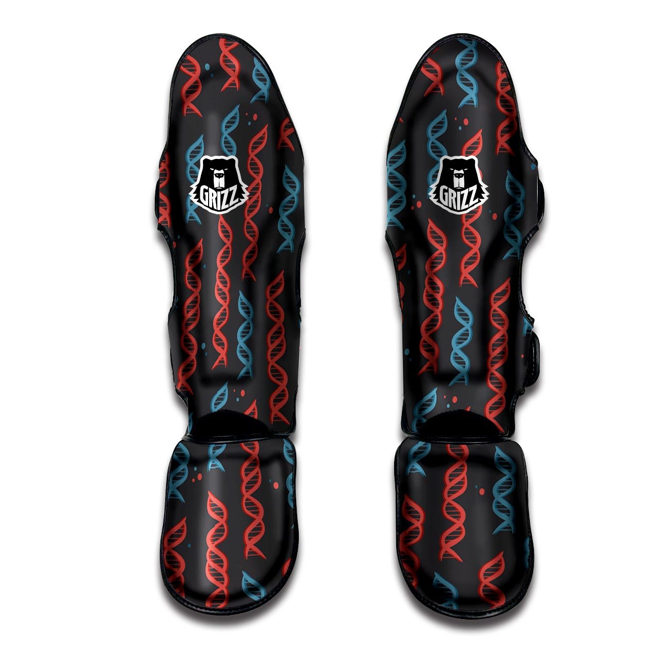 DNA Blue And Red Print Pattern Muay Thai Shin Guards-grizzshop