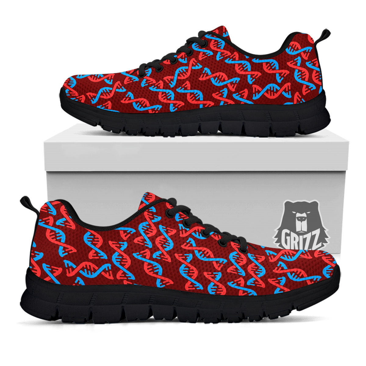 DNA Helix Print Pattern Black Sneaker-grizzshop
