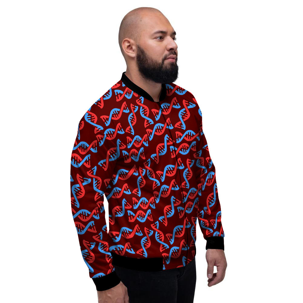 DNA Helix Print Pattern Men's Bomber Jacket-grizzshop