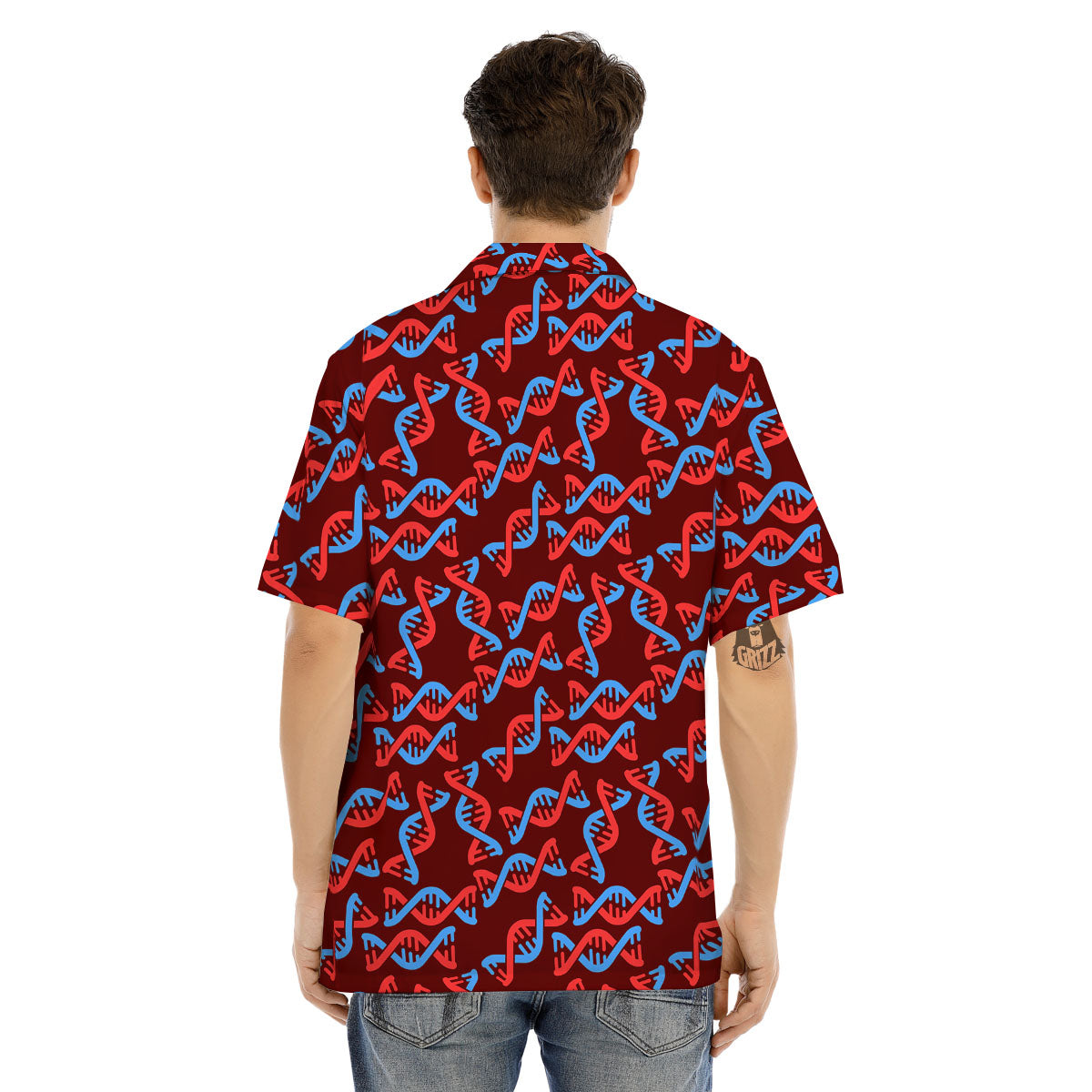 DNA Helix Print Pattern Men's Hawaiian Shirt-grizzshop