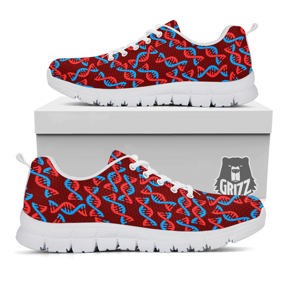 DNA Helix Print Pattern White Sneaker-grizzshop