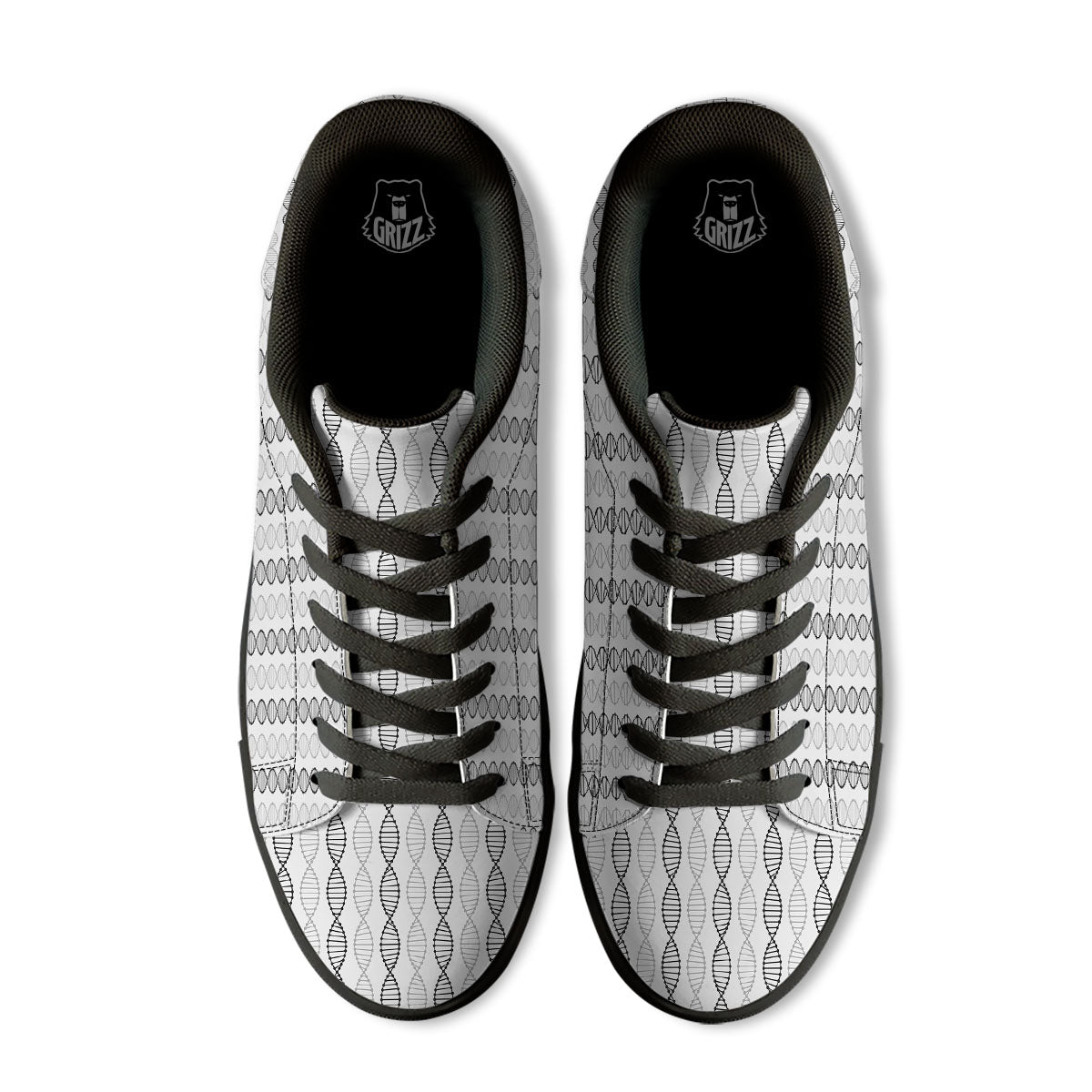 DNA Strands Print Pattern Black Low Top Sneakers-grizzshop