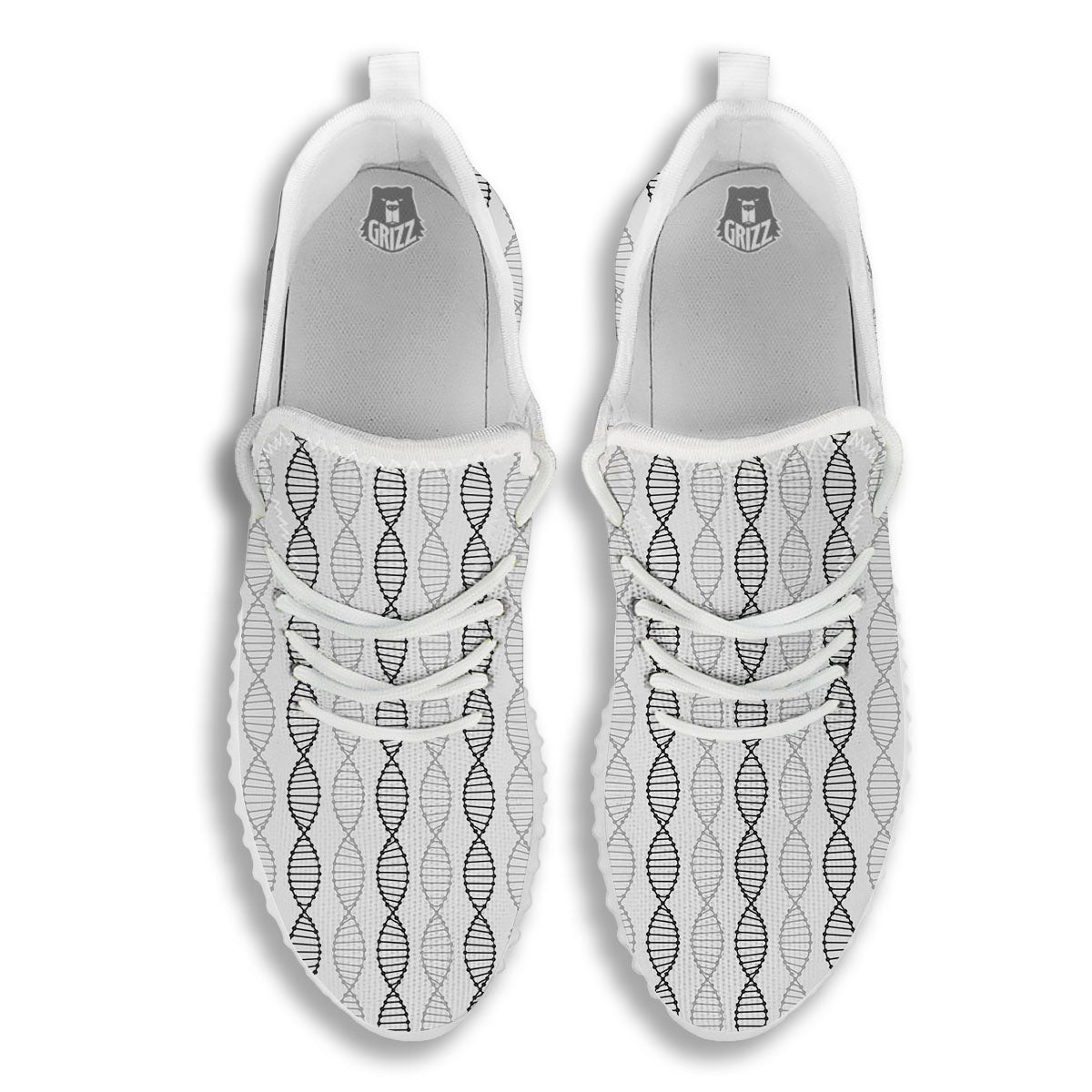 DNA Strands Print Pattern White Walking Shoes-grizzshop