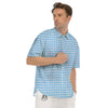 DNA White And Blue Print Pattern Men's Short Sleeve Shirts-grizzshop