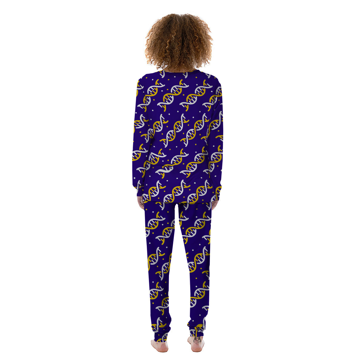 DNA Yellow And White Print Pattern Women's Pajamas-grizzshop